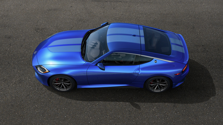 A bayside blue Nissan Z