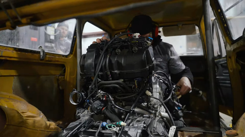 A Honda CBR1000RR engine in the back of a Honda N600