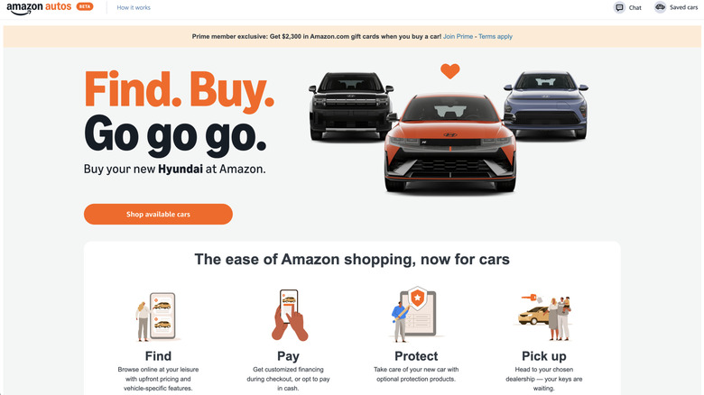 Amazon Autos homepage