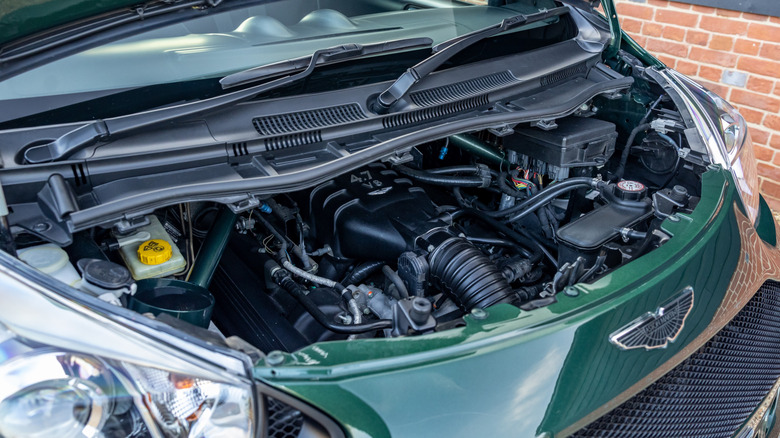 A photo of the V8 engine in the Aston Martin Super Cygnet.