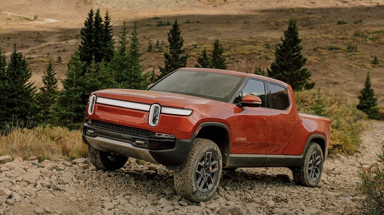 A photo of a Rivian R1T truck.