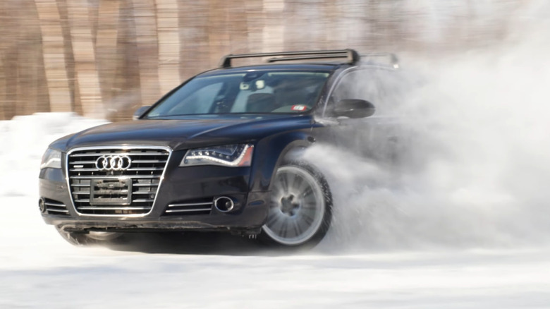 Audi A8 drifting in snow