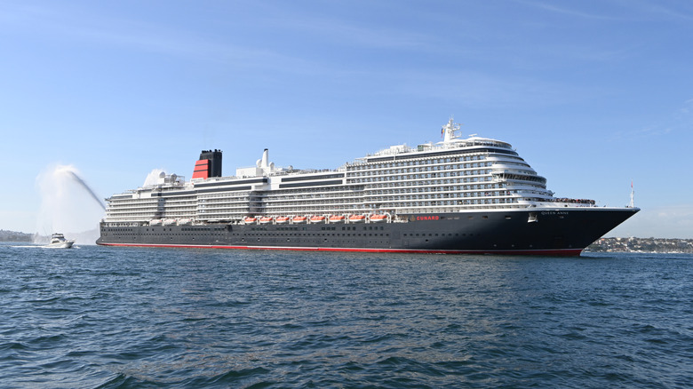 Cunard's Queen Anne arriving into Sydney Harbour on February 28, 2025 in Sydney, Australia. Cunard's newest ship, Queen Anne, arrived into Sydney Harbour, her first trip to Australia as part of her 107-day world voyage.