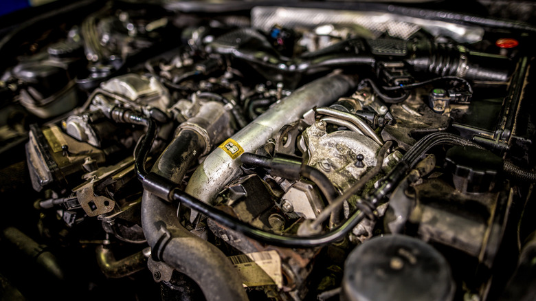 A photo of a diesel engine in a car.