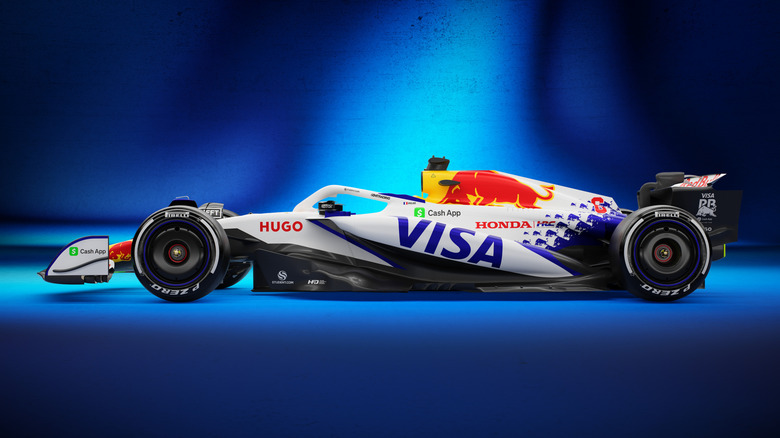 A render of the Visa Cash App racing Bulls Formula 1 car.