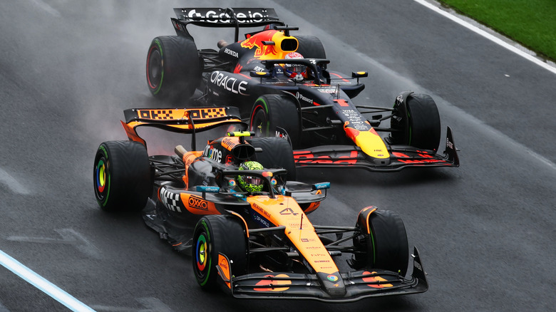 Lando Norris leads Max Verstappen