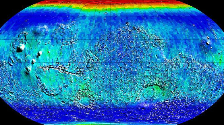 A geological map of the surface of Mars.