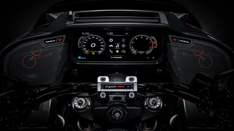 A motorcycle dashboard, showing a full TFT screen