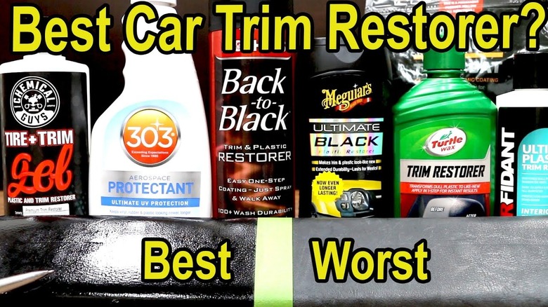 youtube screenshot of several plastic trim restoration products