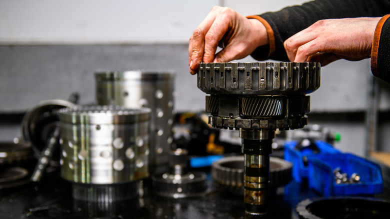 Interior bits of an automatic transmission.