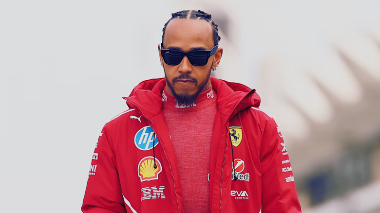 Lewis Hamilton in Ferrari attire