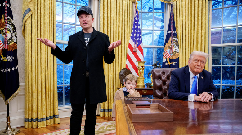 elon musk with donald trump and X, Musk's son