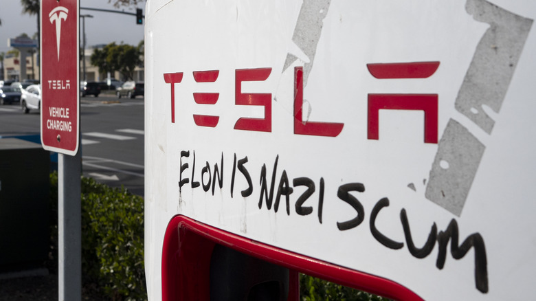 Vandalized Tesla Supercharger