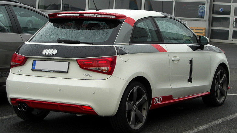 An Audi A1 from the rear showing off its TFSI badge