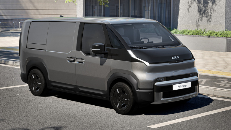 Front 3/4 view of a Kia PV5 van