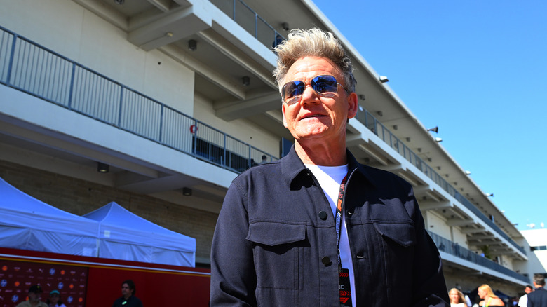 A photo of chef Gordon Ramsay at an F1 race.