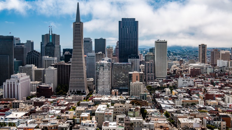 San Fransisco downtown area showing Trans America Tower and other prominent buildings