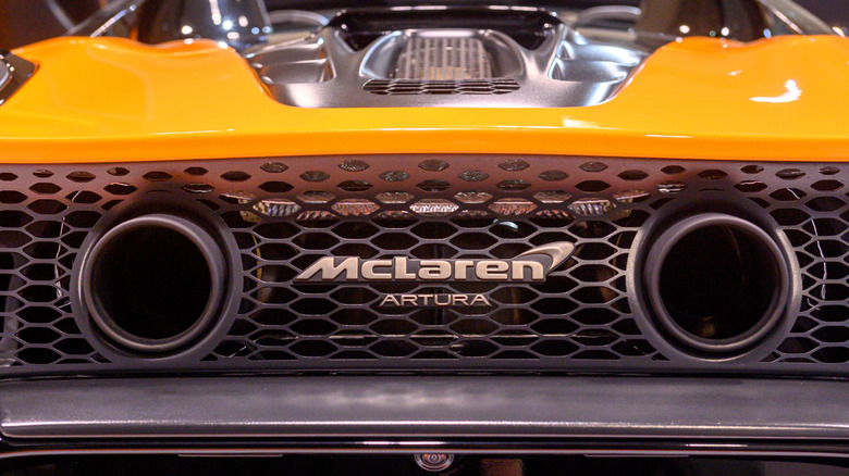 McLaren Artura Spider tailpipes and badge