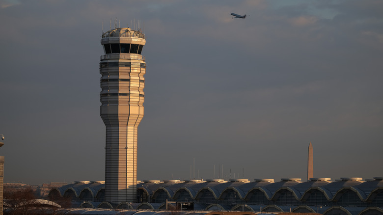 A photo of an air traffic control tower.