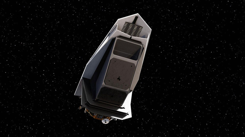 A render of a NASA satellite in space.