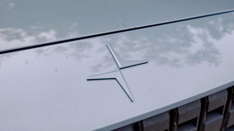 A photo of the Polestar badge on a car.