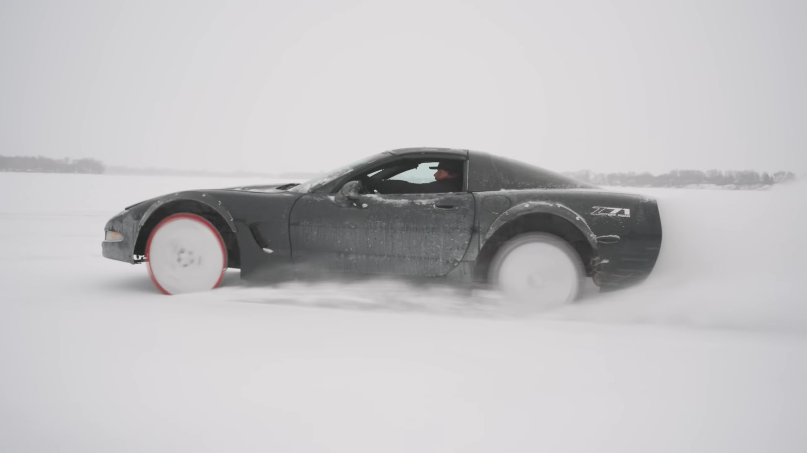 Sawblade Wheels On A Corvette Is The Best Way To Carve Up The Ice Caps