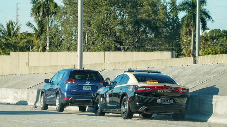 Florida State Trooper stopped car in South Miami.