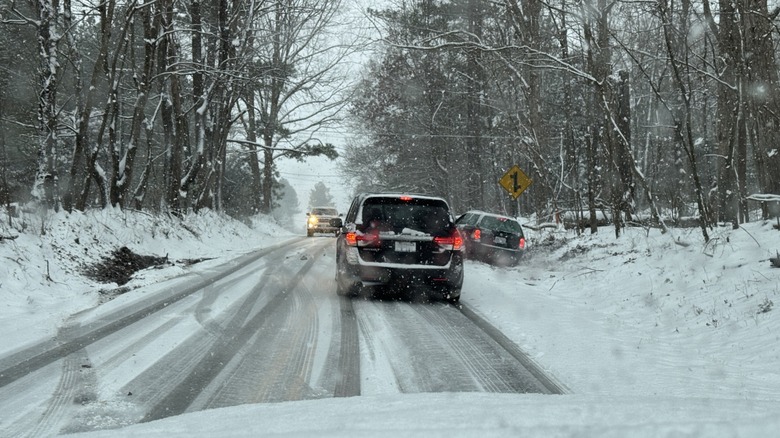 Icy roads in Orange County, North Carolina