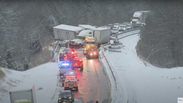 53 car pileup North Carolina 1,000 crashes winter storm