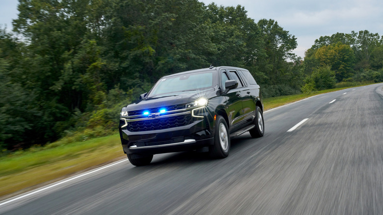 An armored Chevrolet SUV built by GM Defense