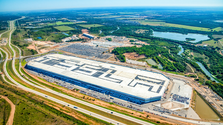 An aerial photo of the Tesla factory in Texas.