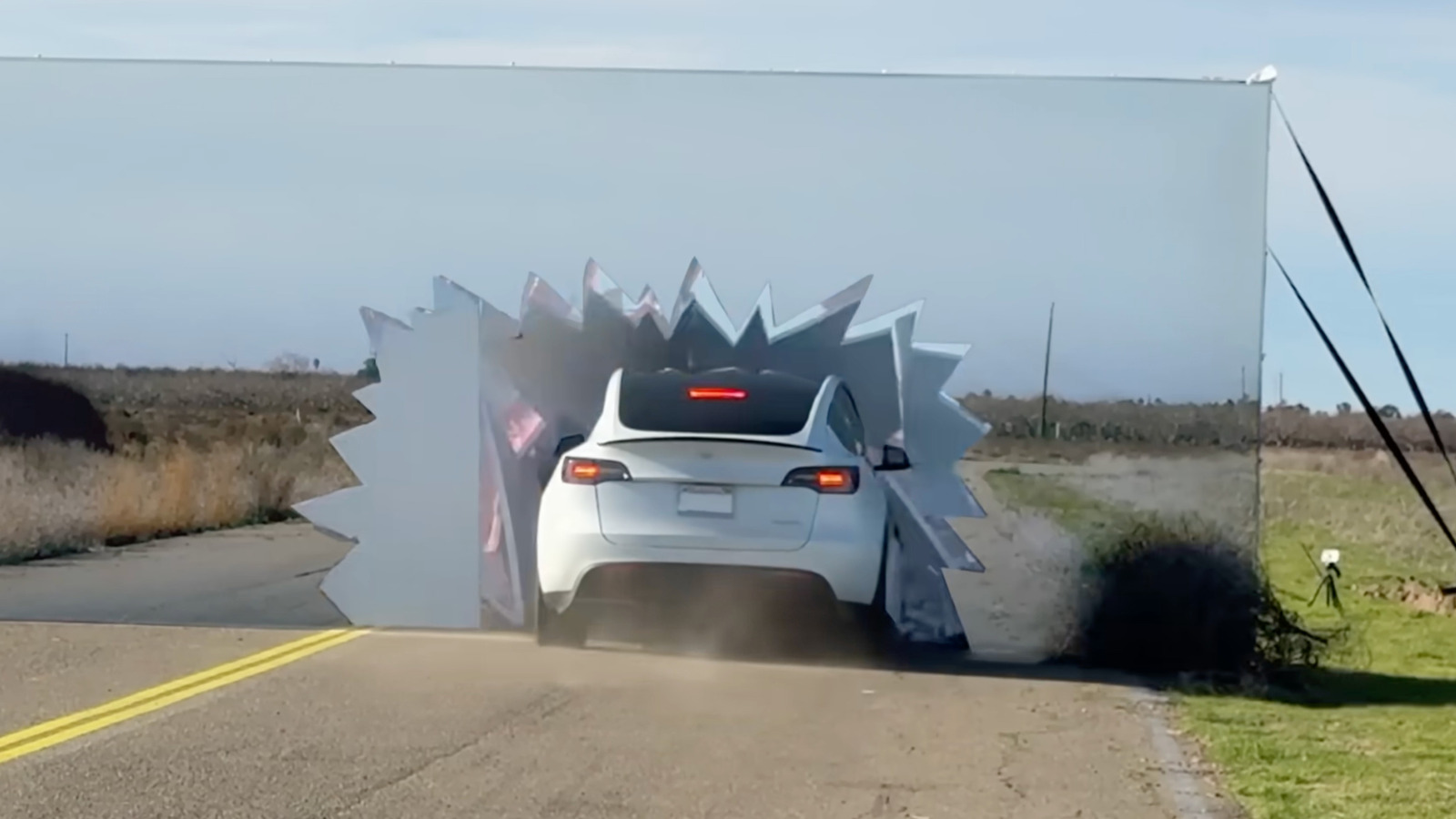 Tesla's Alleged Self-Driving Tech Defeated By YouTuber With Cartoon-Style Foam Wall