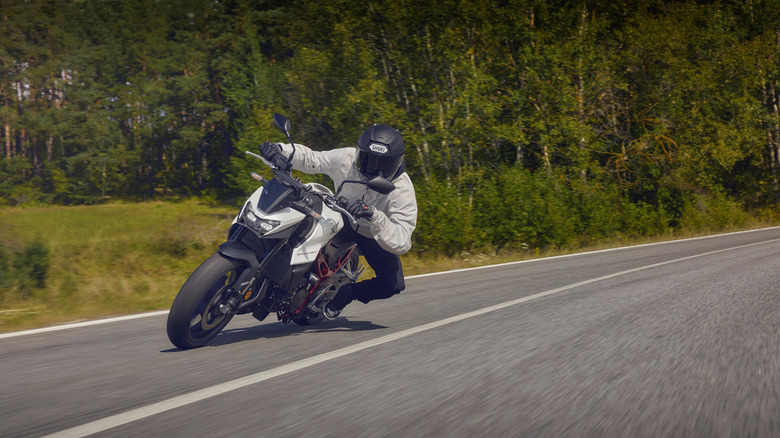 Rider on a Honda CB750 Hornet motorcycle