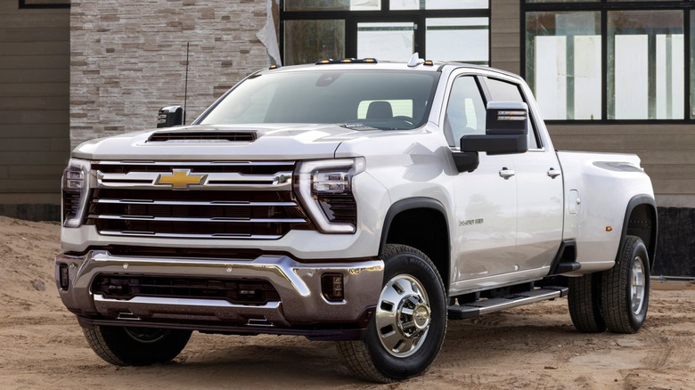 A photo of a white Chevrolet pickup truck.