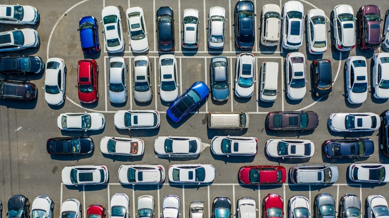 Drone Point View of Car crash accident in Parking Lot