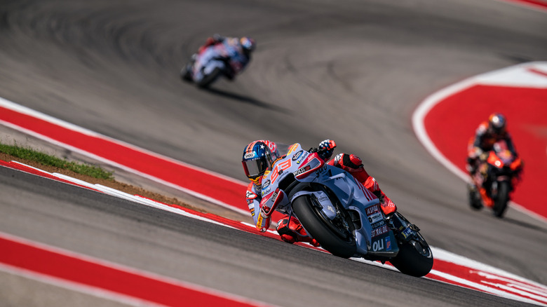 Marc Marquez of Spain and Gresini Racing MotoGP rides during the Qualifying of the MotoGP Red Bull Grand Prix of The Americas at the Circuit Of The Americas on April 13, 2024 in Austin, Texas.