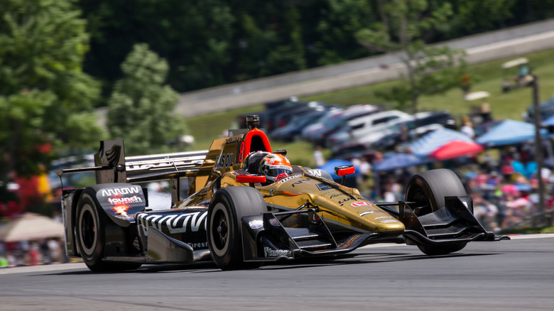 James Hinchcliffe of Canada drives the #5 Honda IndyCar on the track during the Verizon IndyCar Series KOHLER Grand Prix at Road America on June 24, 2016 in Elkhart Lake, Wisconsin.