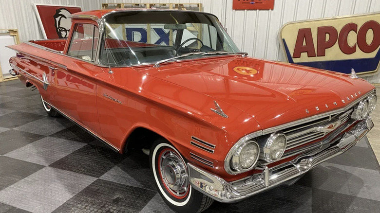 A red Chevrolet El Camino