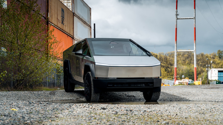 A photo of a Tesla Cybertruck.