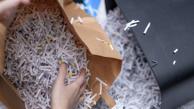 The waste from a paper shredder.