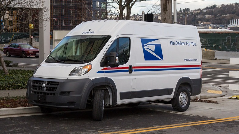 A USPS 2016 Ram ProMaster 2500 High Roof seen in the South Lake Union area of Seattle