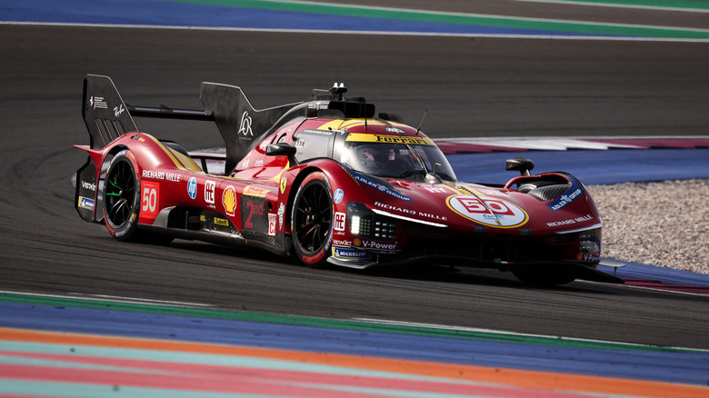 A photo of a Ferrari race car on track.