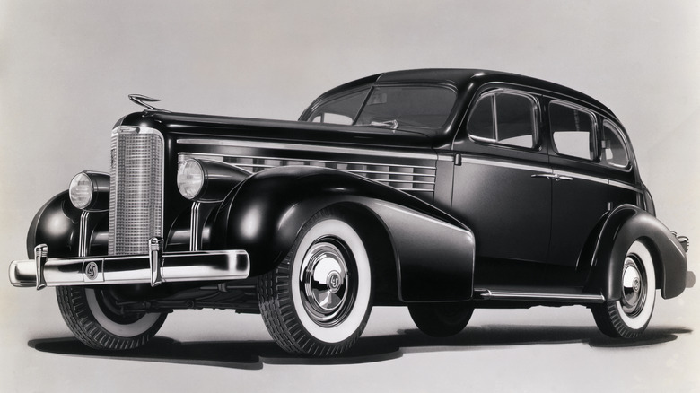 A 1930 LaSalle in burgundy and chrome.