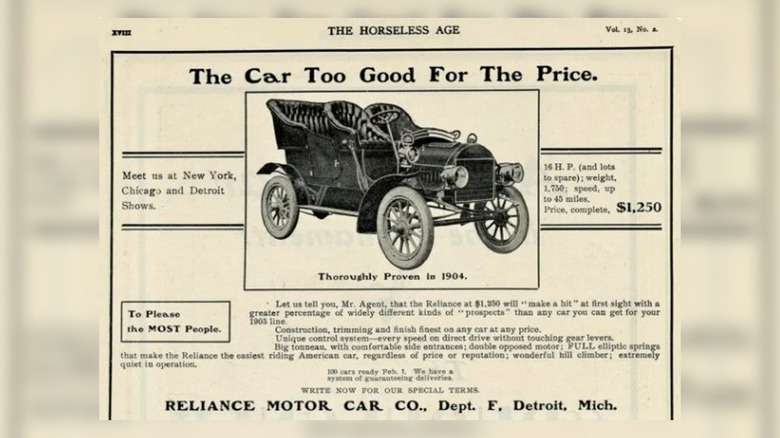 An ad for Reliance with the headline "The Car Too Good For The Price".