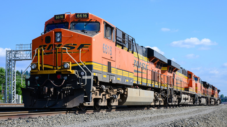 A photo of a BNSF train.