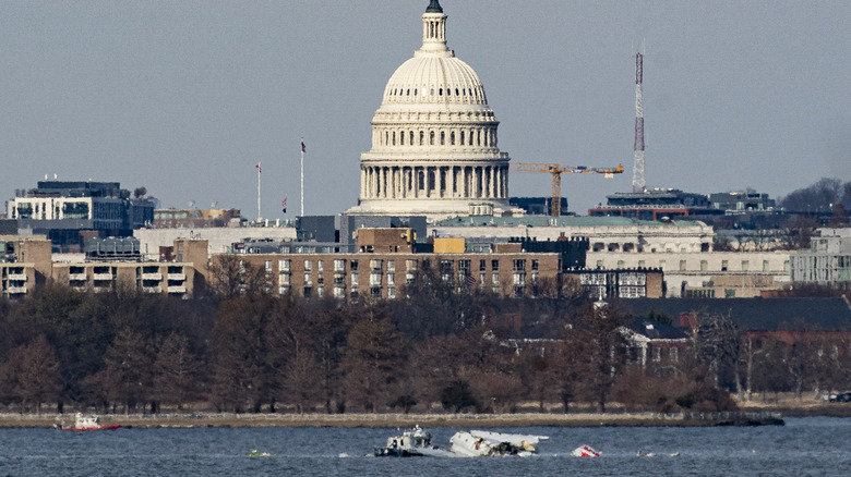 Photo of the remains of a plane in a river in Washington.