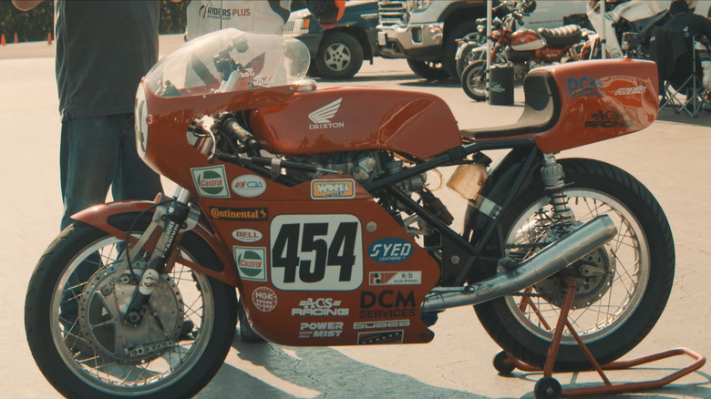 A red vintage race motorcycle