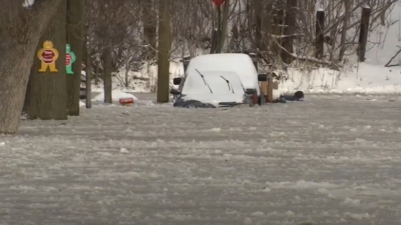 Flooded vehicle in Southwest Detroit