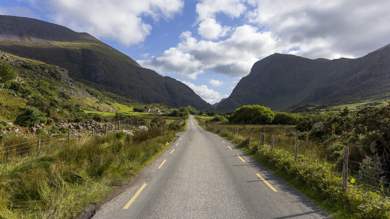 A photo of a clear road in Ireland.