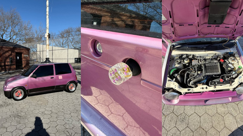 Pink Suzuki Alto Works kei car